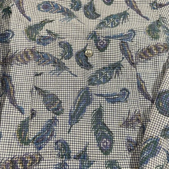 Vintage Lee Shirt Mens M Long Sleeve Button Down Peacock Feather Print Western - Picture 3 of 10
